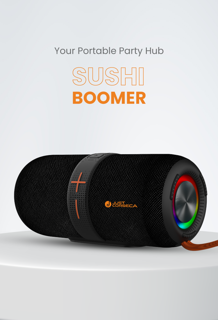 JC Sushi Boomer 40W Bluetooth Speaker – Splash-Proof, RGB Lights & TWS