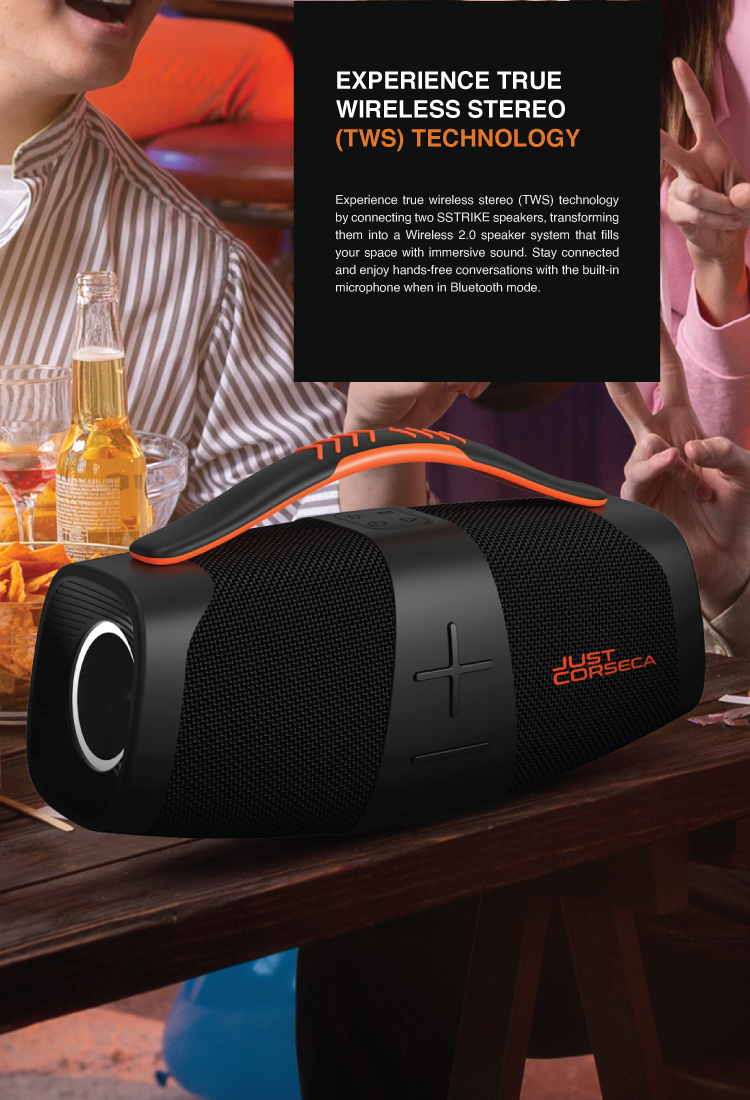 JC Sstrike 40W Bluetooth Speaker – Portable Bass, LED Sync & TWS