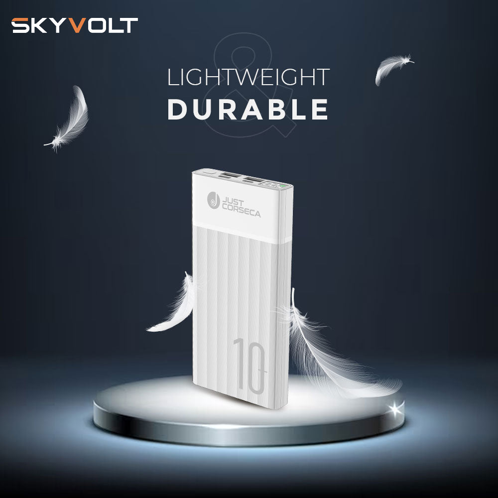 JUST CORSECA SKYVOLT JST502 Power Bank | 10,000mAh, 22.5W Fast Charging | LED Display | Dual USB-A & Type-C Ports | Compact & Stylish Design | Li-Polymer Battery | Multi-layer Protection