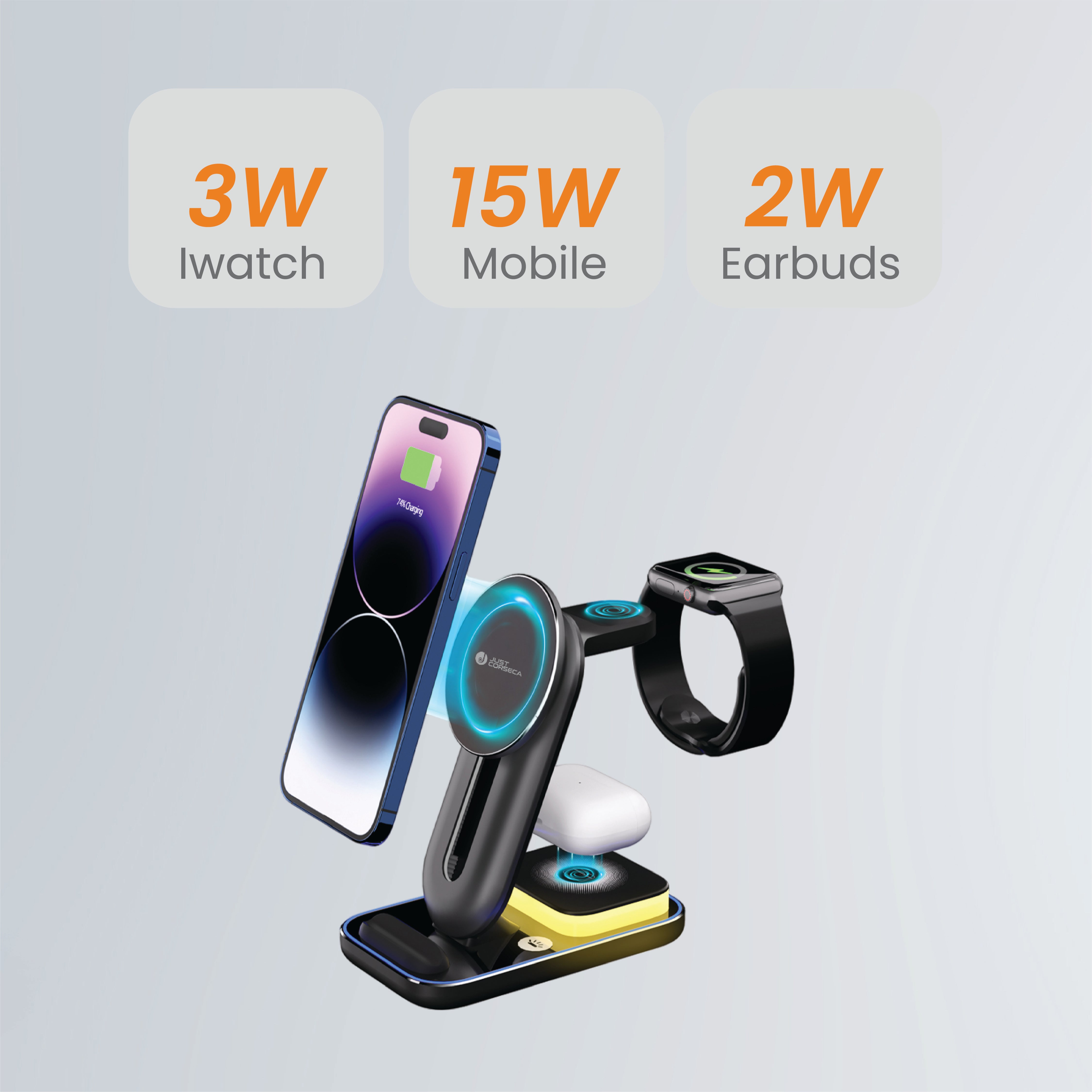 JC SSPEED JST934 15W 3-in-1 Magnetic Charger