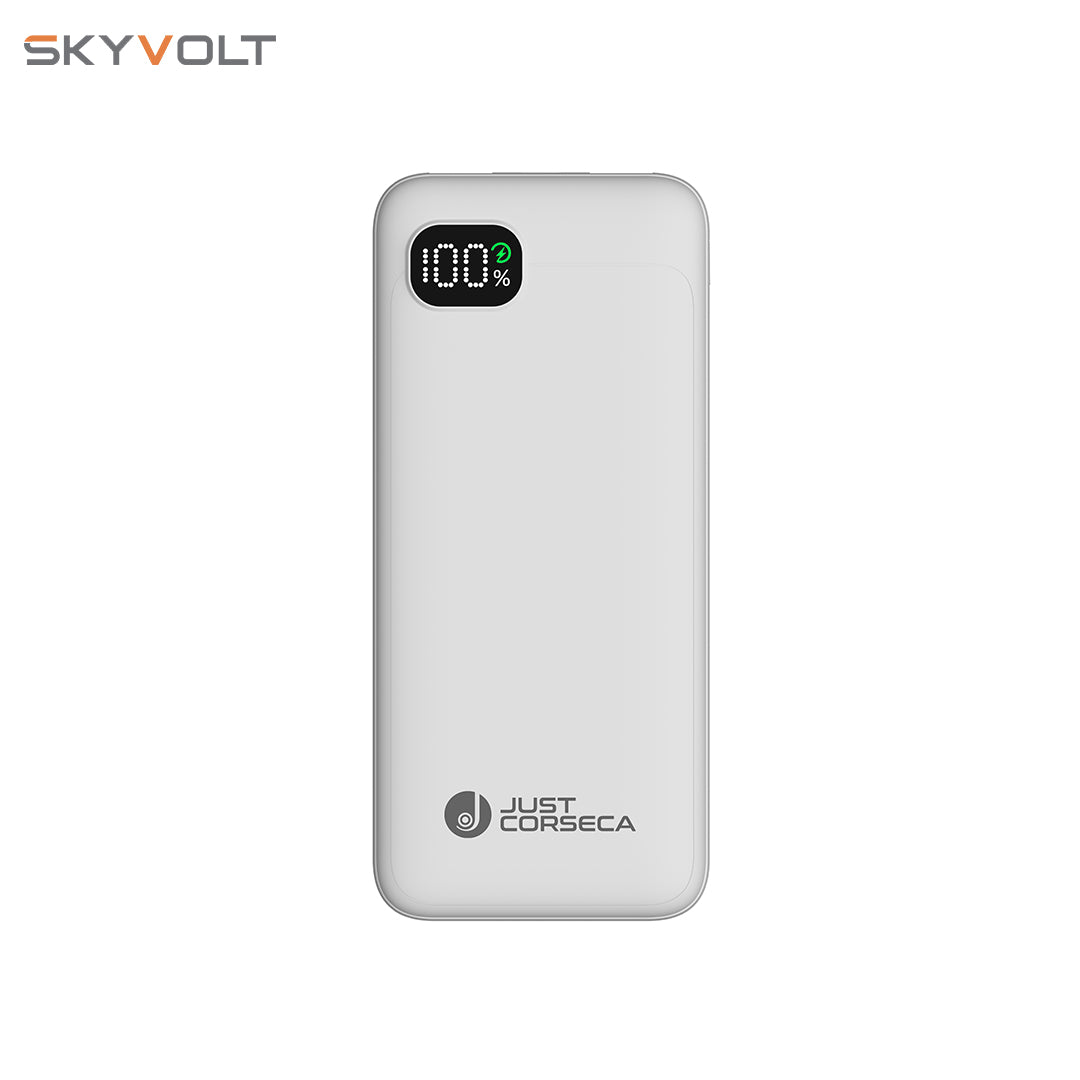 JUST CORSECA Skyvolt JST500 10,000mAh Power Bank | PD 20W Fast Charging | Dual USB-A  & Type-C Ports | Li-Polymer Battery | LED Display | Multi-layer Protection (Black)