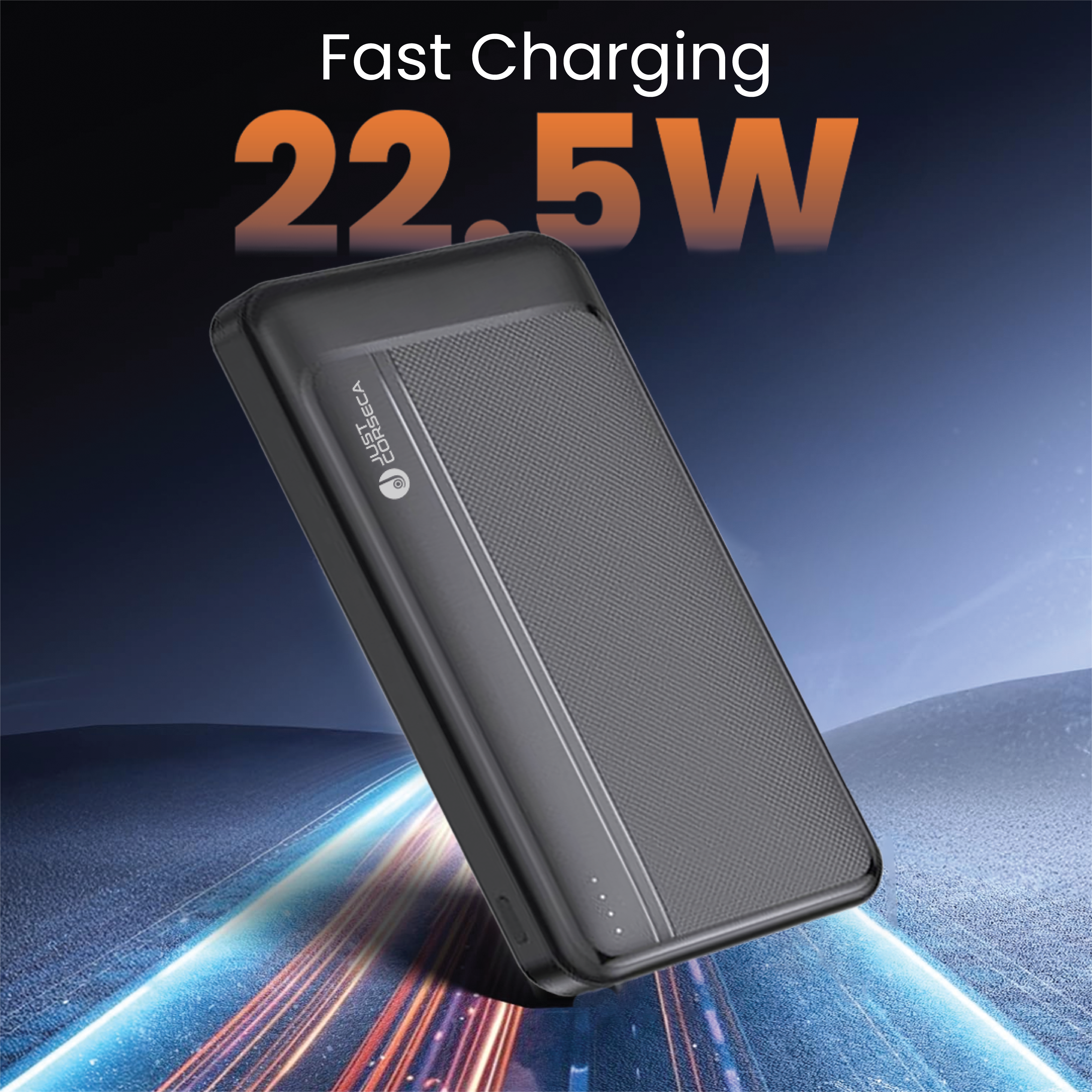 JUST CORSECA SKYVOLT JST512 10,000mAh Power Bank | 22.5W Fast Charging | Dual USB-A & Type-C Output | Type-C & Micro USB Input | Li-Polymer Battery | Multi-layer Protection (Black)