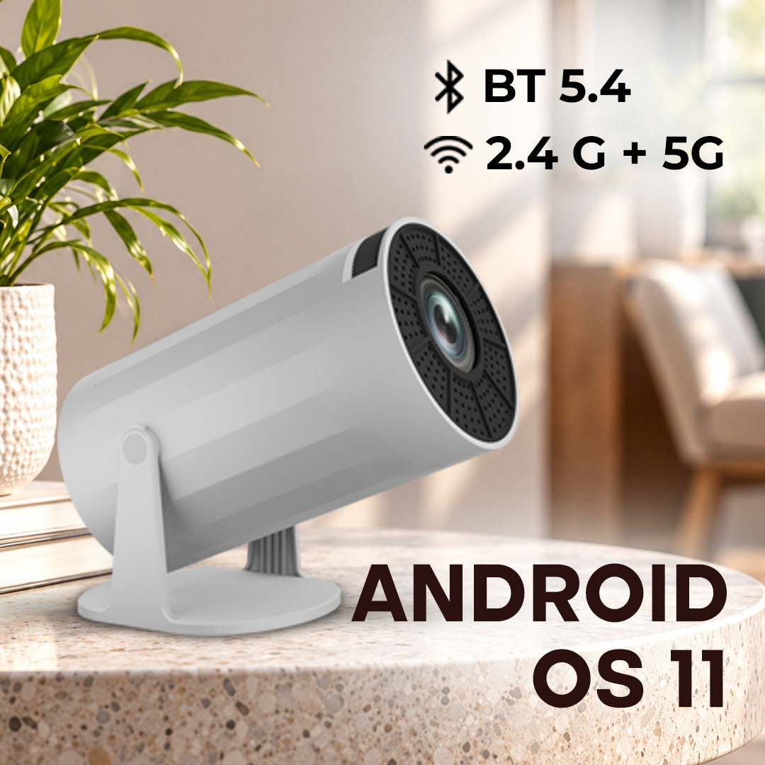 JC STUDIOX Smart Projector with Android 11, Wireless Connectivity, Bluetooth 5.4, Dual-Band Wi-Fi & Built-in Speaker