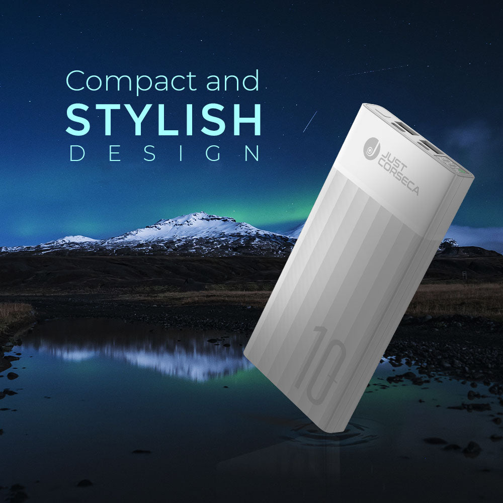 JUST CORSECA SKYVOLT JST502 Power Bank | 10,000mAh, 22.5W Fast Charging | LED Display | Dual USB-A & Type-C Ports | Compact & Stylish Design | Li-Polymer Battery | Multi-layer Protection