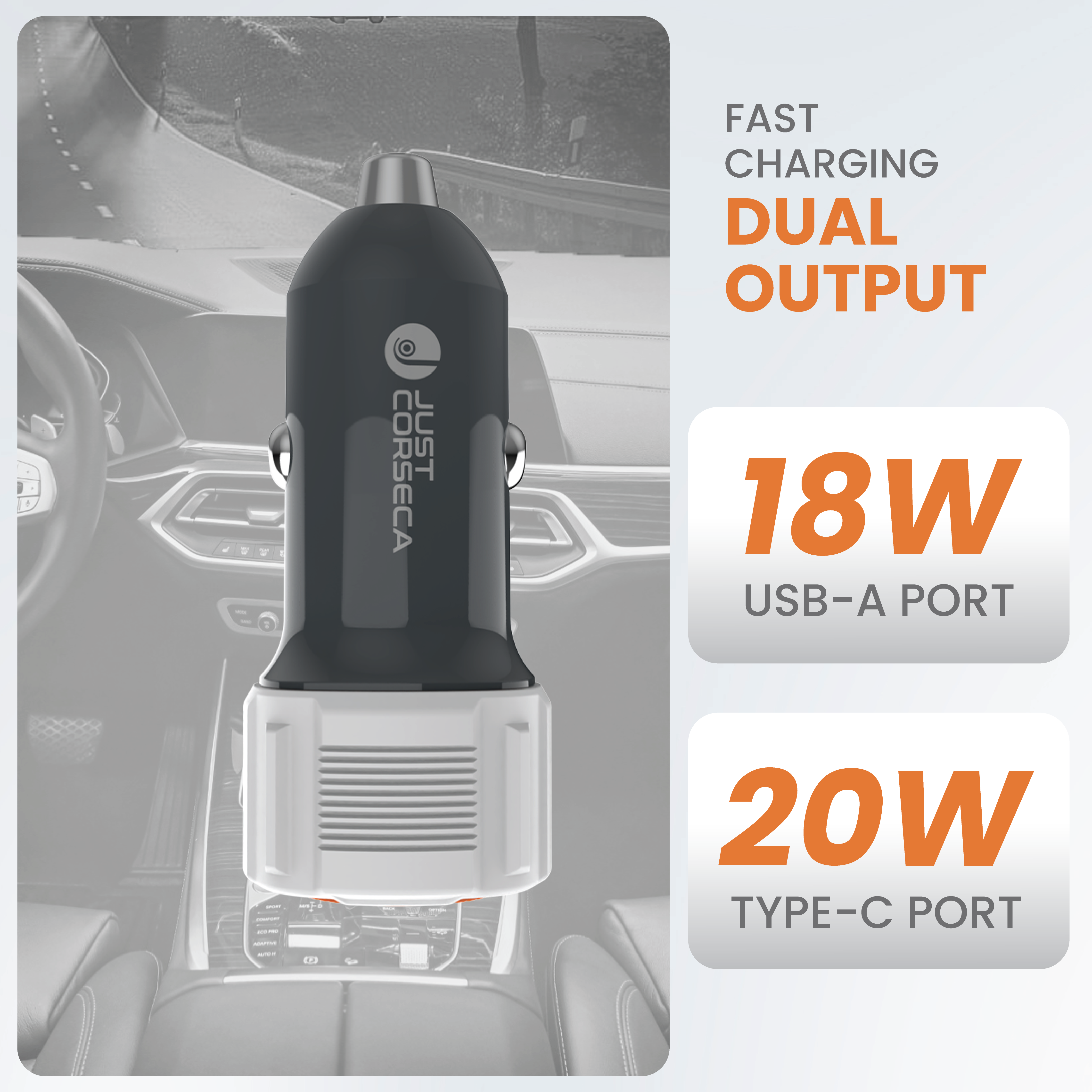 JC SSPEED A-C20 20W Car Charger (White, No Cable)