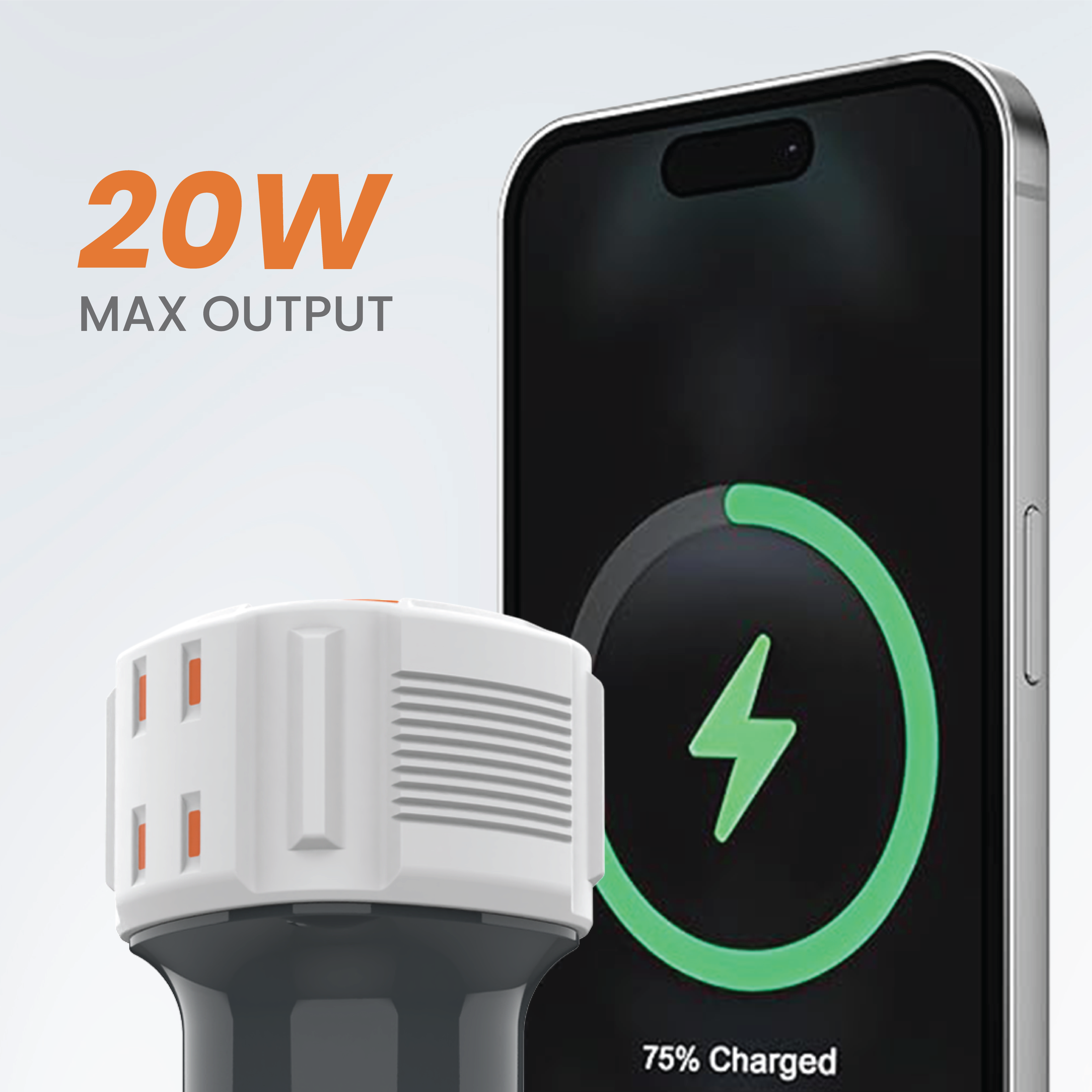 JC SSPEED A-C20 20W Car Charger (White, No Cable)